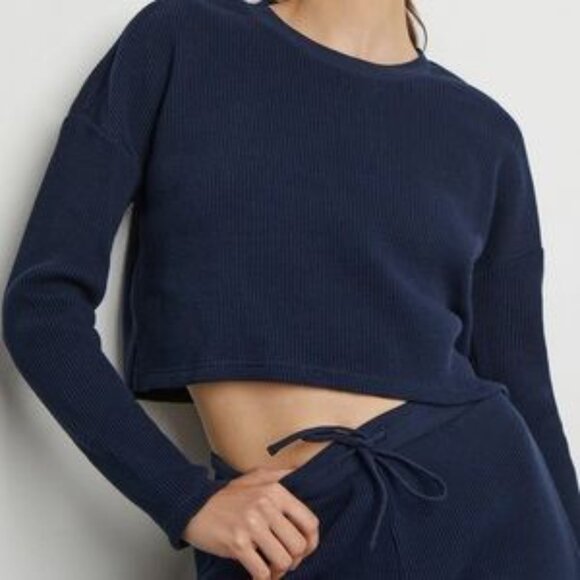 Onia Navy Waffle Knit Crewneck Size Small - Picture 1 of 12